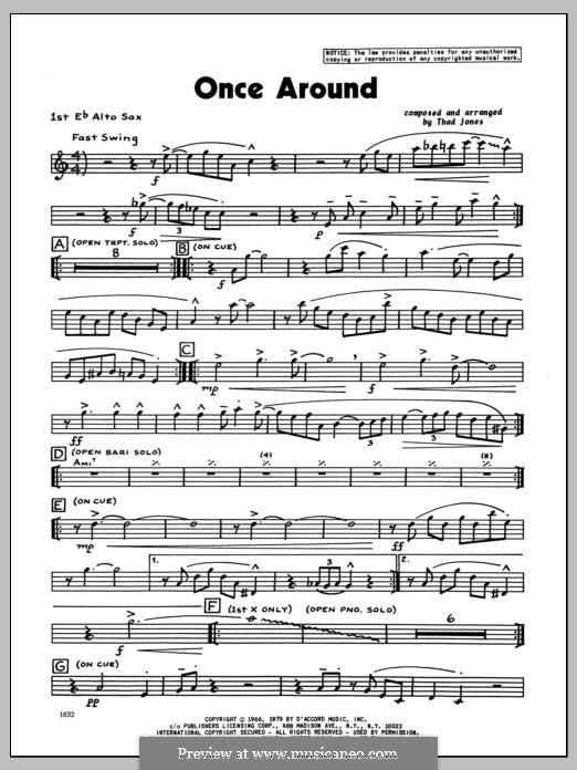 Once Around: 1st Eb Alto Saxophone part by Thad Jones