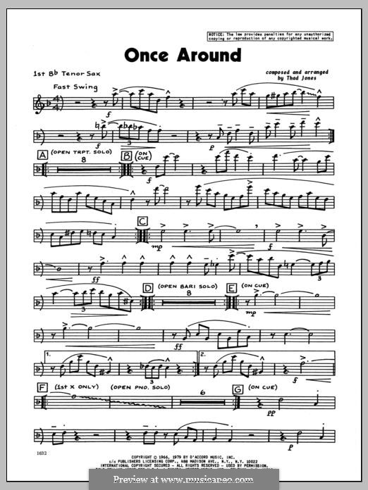 Once Around: 1st Bb Tenor Saxophone part by Thad Jones