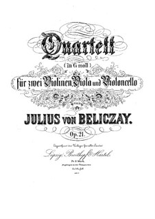 String Quartet in G Minor, Op.21: quarteto de cordas em G menor by Gyula Beliczay