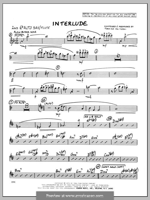 Interlude: 2nd Eb Alto Saxophone part by Toshiko Akiyoshi
