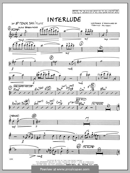 Interlude: 1st Bb Tenor Saxophone part by Toshiko Akiyoshi