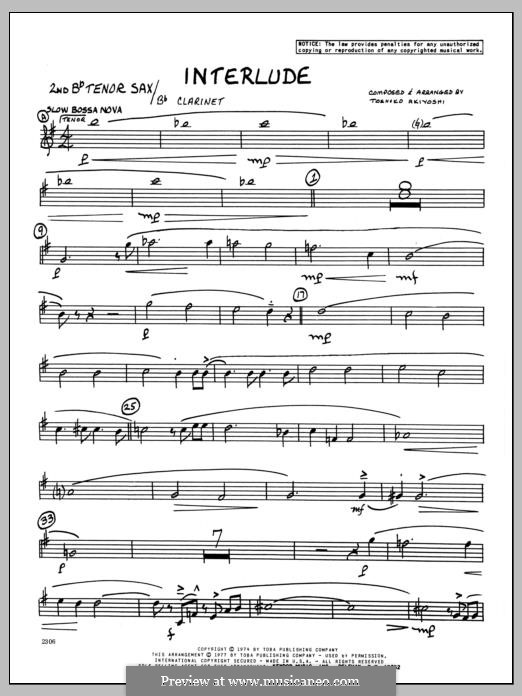 Interlude: 2nd Bb Tenor Saxophone part by Toshiko Akiyoshi