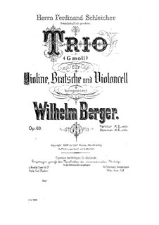 String Trio in G Minor, Op.69: Partitura completa by Wilhelm Berger
