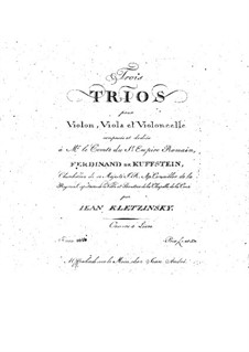 Three String Trios, Op.4: parte violoncelo by Jan Baptysta Kleczyński