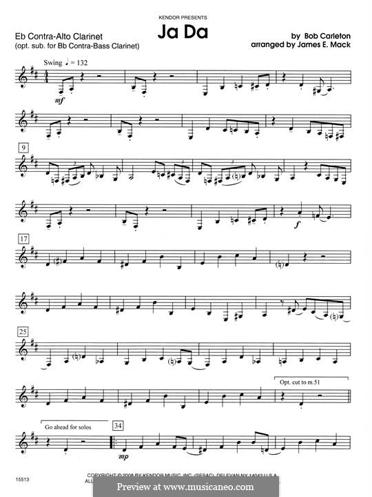 Ja-Da: For clarinets - Eb Contra Alto Clarinet part by Bob Carleton