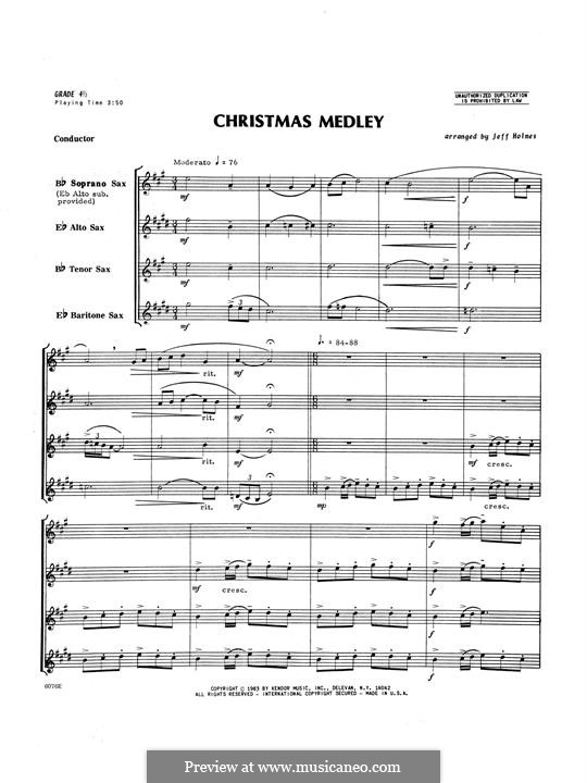 Christmas Medley, for saxophones: partitura completa by folklore