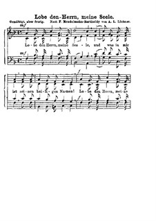 Lobe den Herrn, meine Seele: F-Dur by Felix Mendelssohn-Bartholdy
