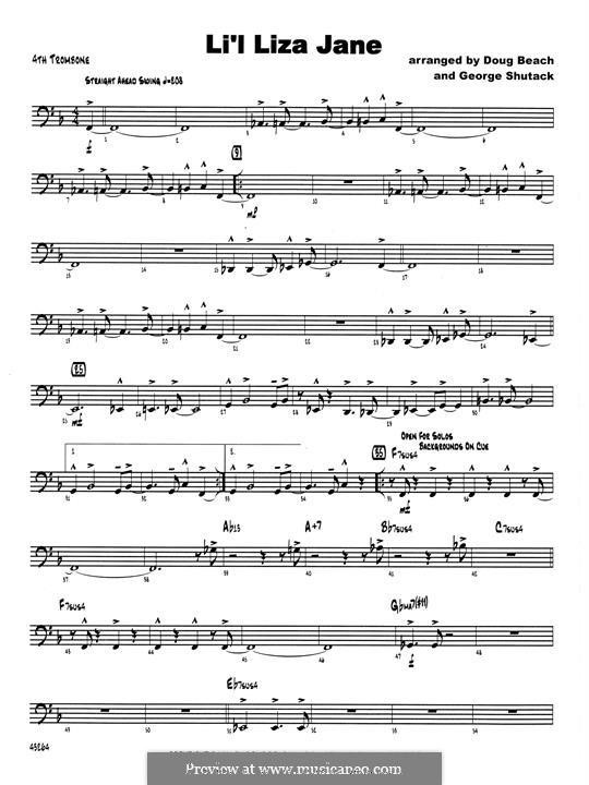 Li'l Liza Jane: 4th Trombone part by Doug Beach