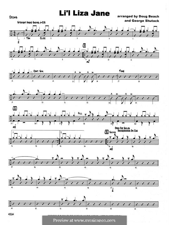 Li'l Liza Jane: Drum Set part by Doug Beach