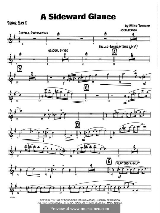 A Sideward Glance: 2nd Bb Tenor Saxophone part by Mike Tomaro