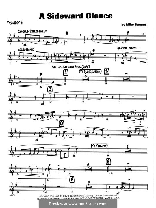 A Sideward Glance: 3rd Bb Trumpet part by Mike Tomaro