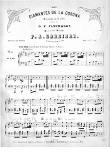 Los diamantes de la corona: En la noche callada, for voice and piano by Francisco Asenjo Barbieri