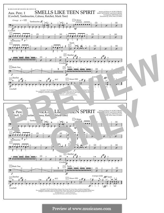 Marching Band version by Tom Wallace: Aux. Perc. 1 part by David Grohl, Krist Novoselic, Kurt Cobain