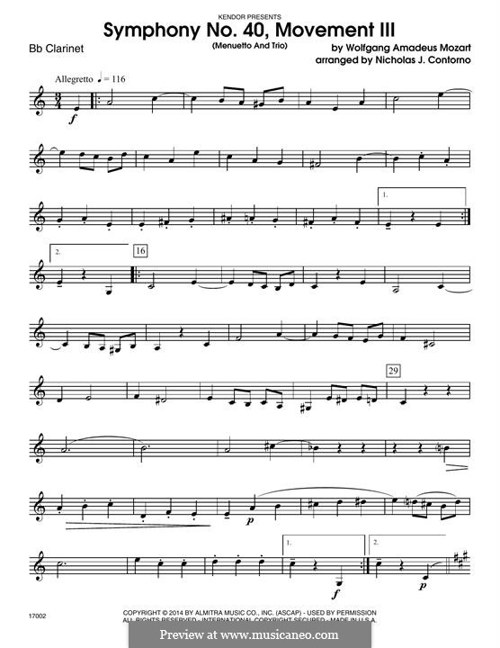 Movement III: For winds - Bb Clarinet part by Wolfgang Amadeus Mozart