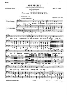 Abendlied unterm gestirnten Himmel (Evening Song Under a Starry Sky), WoO 150: Partitura piano-vocal by Ludwig van Beethoven