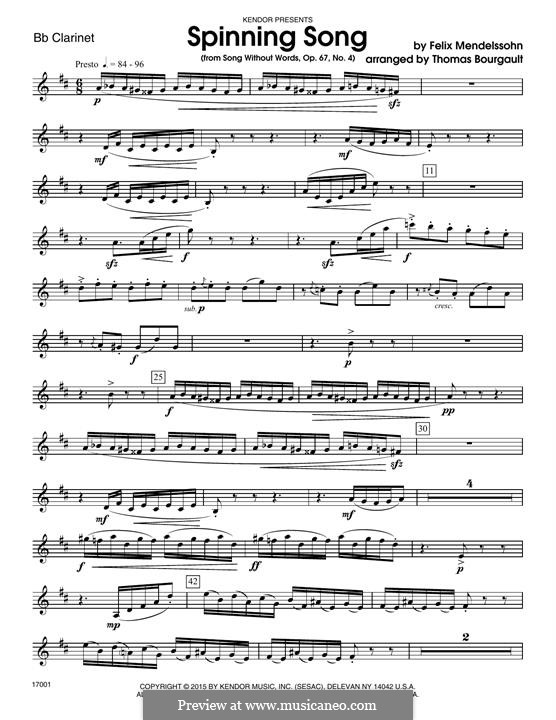 Songs without Words, Op.67: No.4 Spinning Song, for winds – horn in F part by Felix Mendelssohn-Bartholdy