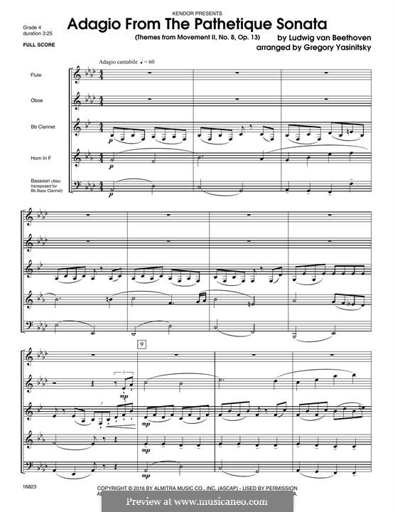 Movement II (Printable scores): Themes, for winds - full score by Ludwig van Beethoven