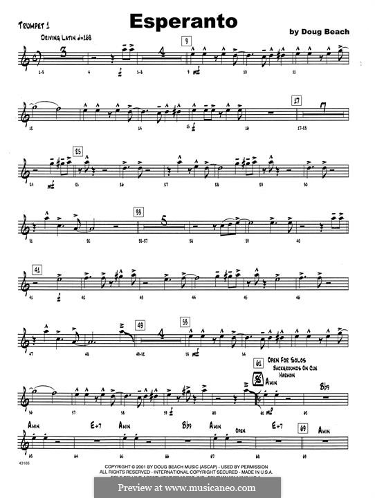 Esperanto: 1st Bb Trumpet part by Doug Beach