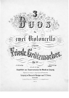 Three Duets for Two Cellos, Op.22: Duet No.3 – cello I part by Friedrich Grützmacher