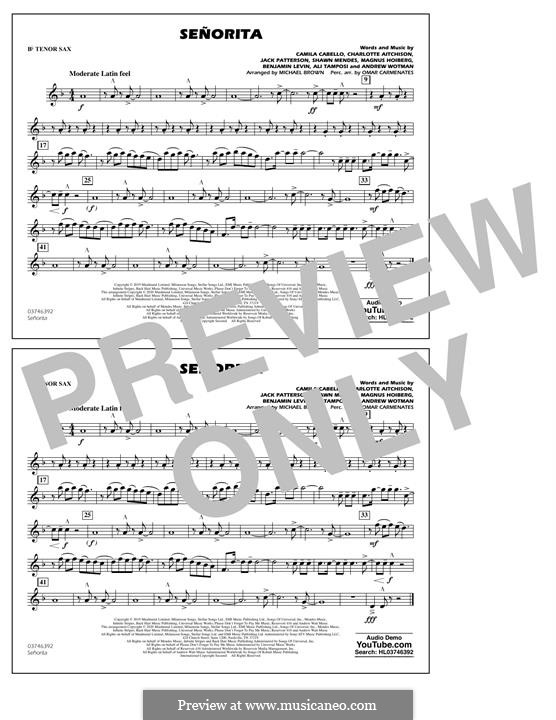 Señorita (Shawn Mendes & Camila Cabello) Marching Band version: Bb Tenor Sax part by Benjamin Levin, Alexandra Tamposi, Shawn Mendes, Magnus August Hoiberg, Camila Cabello