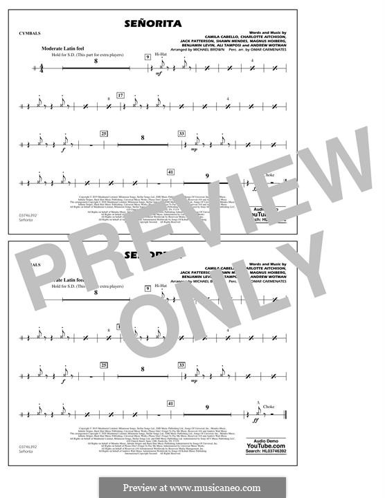Señorita (Shawn Mendes & Camila Cabello) Marching Band version: peça de pratos by Benjamin Levin, Alexandra Tamposi, Shawn Mendes, Magnus August Hoiberg, Camila Cabello