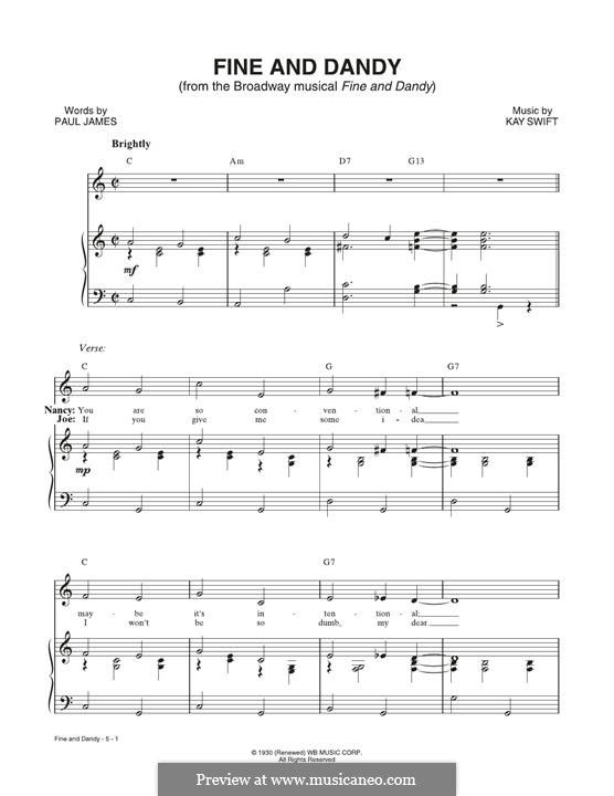Fine and Dandy: Para vocais e piano by Kay Swift