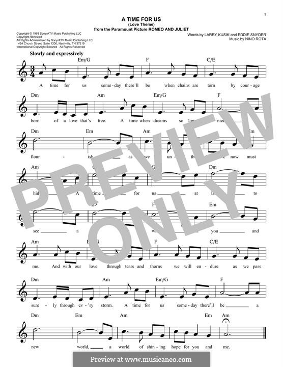 A Time for Us (Love Theme from Romeo and Juliet): para teclado by Nino Rota