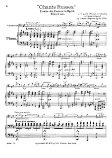 Russian Concert, Op.29: Movement II, for cello and piano – score by Édouard Lalo