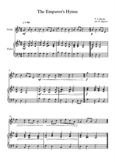 Austrian National Hymn, Hob.XXVIa/43: para violino by Joseph Haydn