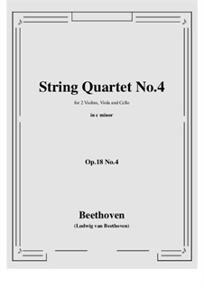 Quartet No.4 in C Minor: todas as partes e partituras by Ludwig van Beethoven