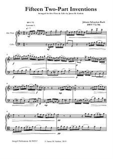 Complete set, BWV 772-786: For Alto Flute and Cello by Johann Sebastian Bach