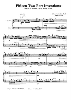 Complete set, BWV 772-786: For Alto Sax and Cello by Johann Sebastian Bach