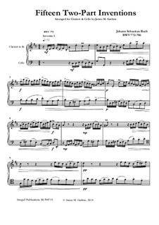 Complete set, BWV 772-786: For Clarinet and Cello by Johann Sebastian Bach