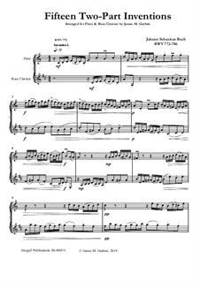 Complete set, BWV 772-786: For Flute and Bass Clarinet by Johann Sebastian Bach