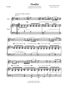 Vocalise, Op.34 No.14: para oboe e piano by Sergei Rachmaninoff