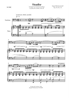 Vocalise, Op.34 No.14: para trombone e piano by Sergei Rachmaninoff
