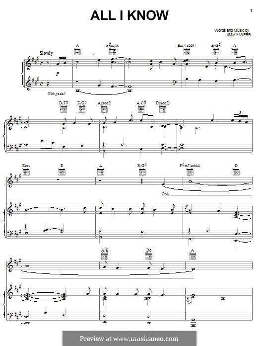 All I Know (Five for Fighting): Para vocais e piano (ou Guitarra) by Jimmy Webb