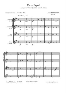 Three Equale, WoO 30: para quarteto de clarinete by Ludwig van Beethoven