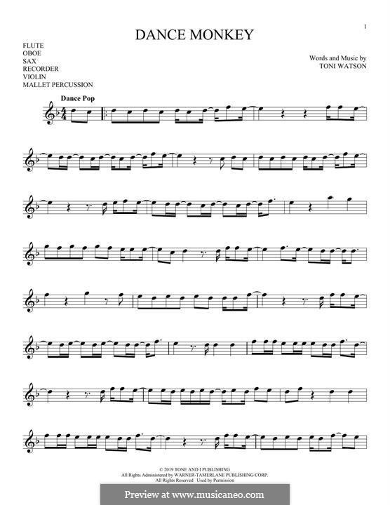 Dance Monkey (Tones And I): para flauta by Toni Watson