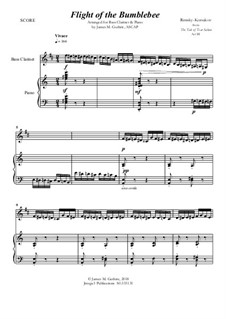 Flight of the Bumblebee: For Bass Clarinet & Piano by Nikolai Rimsky-Korsakov