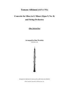 Concerto No.8 in g minor: For oboe and string orchestra – solo parts by Tomaso Albinoni