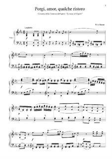 Porgi, amor, qualche ristoro (Grant, Love, Some Comfort): Para vocais e piano by Wolfgang Amadeus Mozart