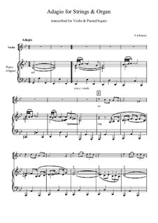 Adagio in G Minor: para violino e orgão by Tomaso Albinoni
