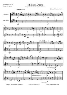 14 Easy Duets: For Alto Saxophones by Johann Sebastian Bach