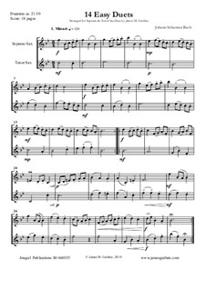 14 Easy Duets: For Soprano and Tenor Sax by Johann Sebastian Bach