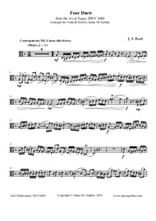 Four Duets: Bach: Four Duets from the Art of Fugue for Violin & Viola, BWV 1080 by Johann Sebastian Bach