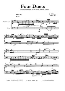 Clavier-Übung (Part III). Four Duets, BWV 802–805: For soprano sax and cello by Johann Sebastian Bach