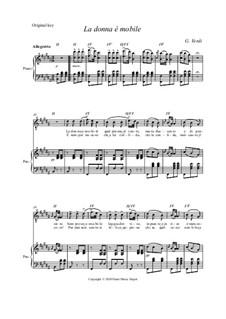 La donna è mobile (Over the Summer Sea): For voice and piano (original key) by Giuseppe Verdi