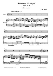 Sonata for Flute and Harpsichord No.2 in E Flat Major, BWV 1031: para oboe e piano by Johann Sebastian Bach