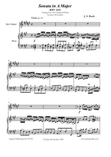 Sonata for Flute and Harpsichord No.3 in A Major, BWV 1032: Version for Alto Clarinet and Piano by Johann Sebastian Bach
